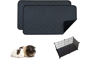 RIOUSSI Guinea Pig Cage Liners, Absorbent Washable Pet Dog Pee Pads with Leak-Proof Bottom. Dark Gray, 40x75cm, 2 Pack.