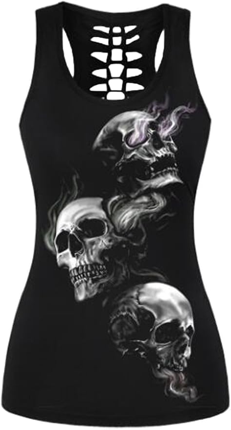 T-shirt Noir Avec Tête De Mort Ajourée Au Dos - Taille L, Marque Ritchie Mademoiselle