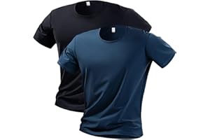 2 Pack Men's UPF 50+ Quick-Dry Shirts - Breathable, Lightweight Workout Short Sleeve T-Shirts for Running&Gym with Moisture