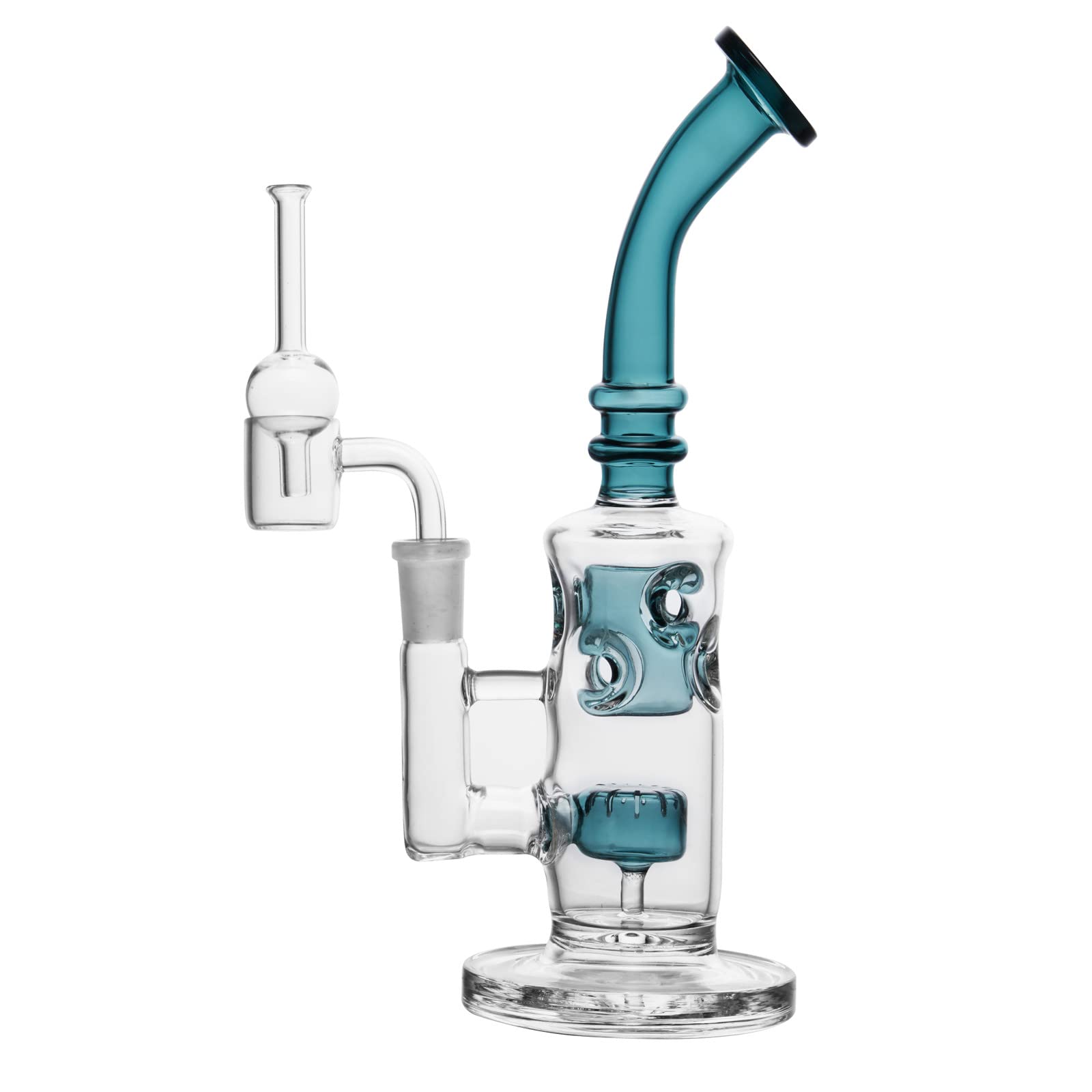Glass Honeycomb Bong Handmade Water Pipe Perc Wax 14.4mm Bongs with Quartz Banger Cap Bowl for Bongs (Bong with quartz banger and bowl) — image 1