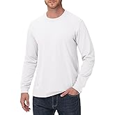 KEEPSHOWING Men's Heavy Weight Long Sleeve T Shirt Crew Neck Cotton Shirts Mens Thick Comfort Solid Tee Shirt