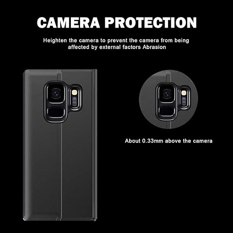 Framerosdres Pantalla YHM for la Galaxia S9 Lateral con magnético/Función Soporte/Función Sleep Textura Normal paño + PC Caso del tirón (Azul Oscuro) (Color : Dark Blue)