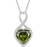 FJ Infinity Necklaces for Women 925 Sterling Silver Heart Birthstone Pendant Necklace Anniversary Birthday Jewelry