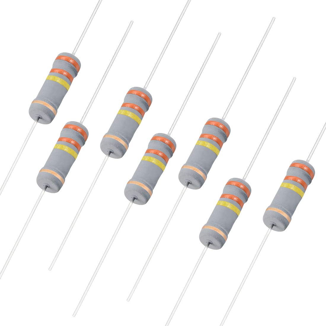 Sourcingmap 50Pcs 330K Ohm Resistor, 2W 5% Tolerance Carbon Film Resistors, 4 Bands for DIY Electronic Projects and Experiments