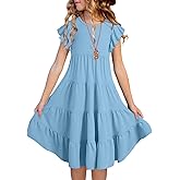 blibean Girls Summer Boho Sun Dress Tween Ruffles Tiered Dresses Size 6-15 Years
