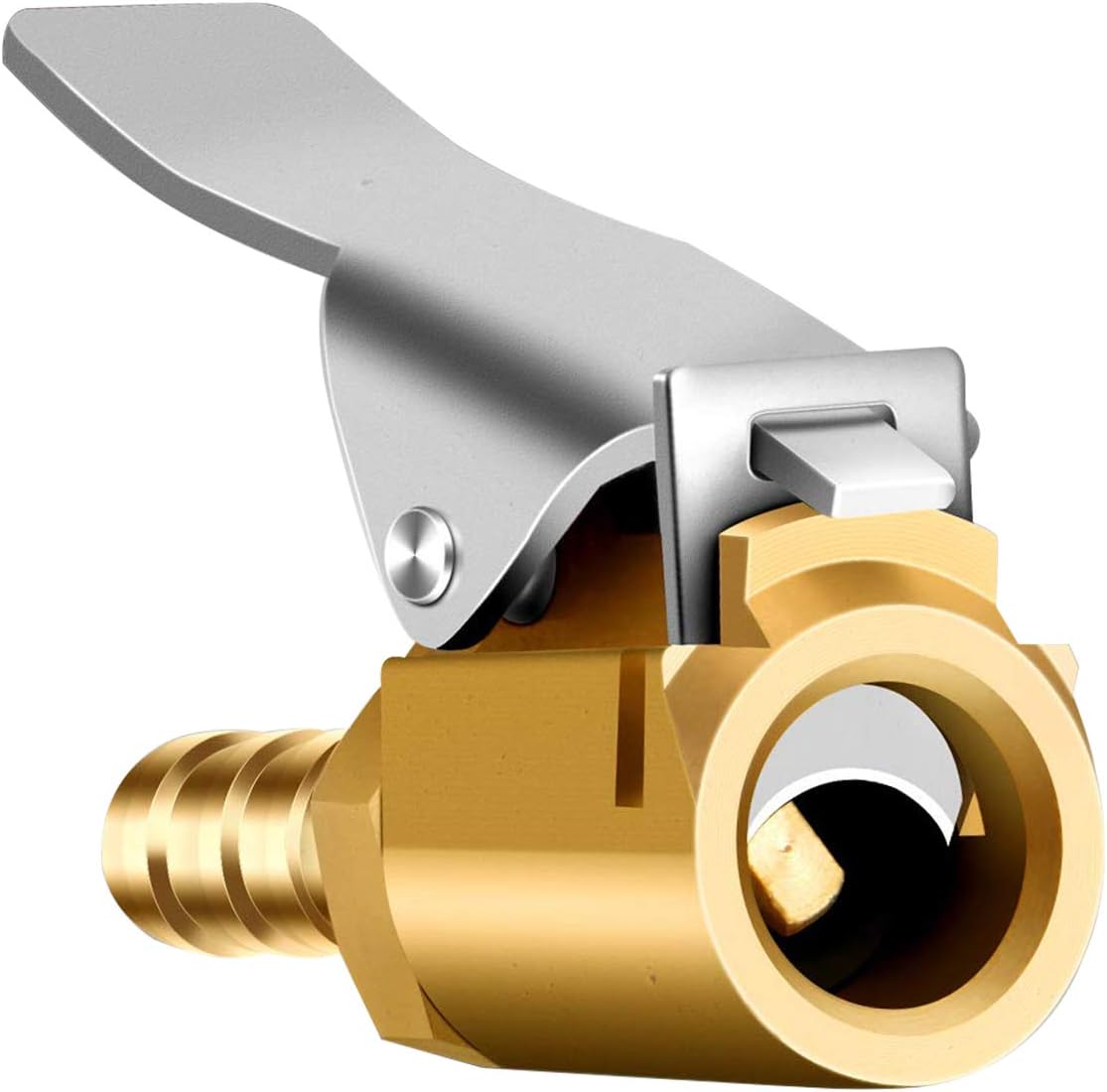 Open Flow Air Chuck with Clip,Diaoaokiss Brass Tire Inflator Lock On Air Chuck Tire Inflator Valve Connector Car Truck Tyre (6MM)