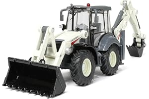 SHINESIGNAL Excavator Toys, 1/50 Metal Die-cast Excavator Backhoe Front Loader Bulldozer, Construction Vehicle Model Decoration Toy Gift -White