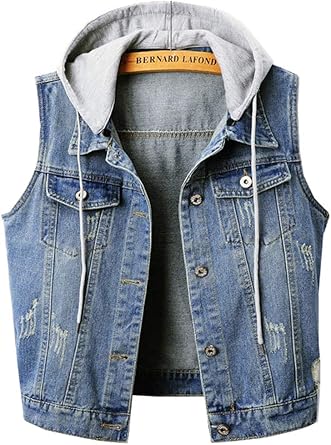 sleeveless denim hoodie
