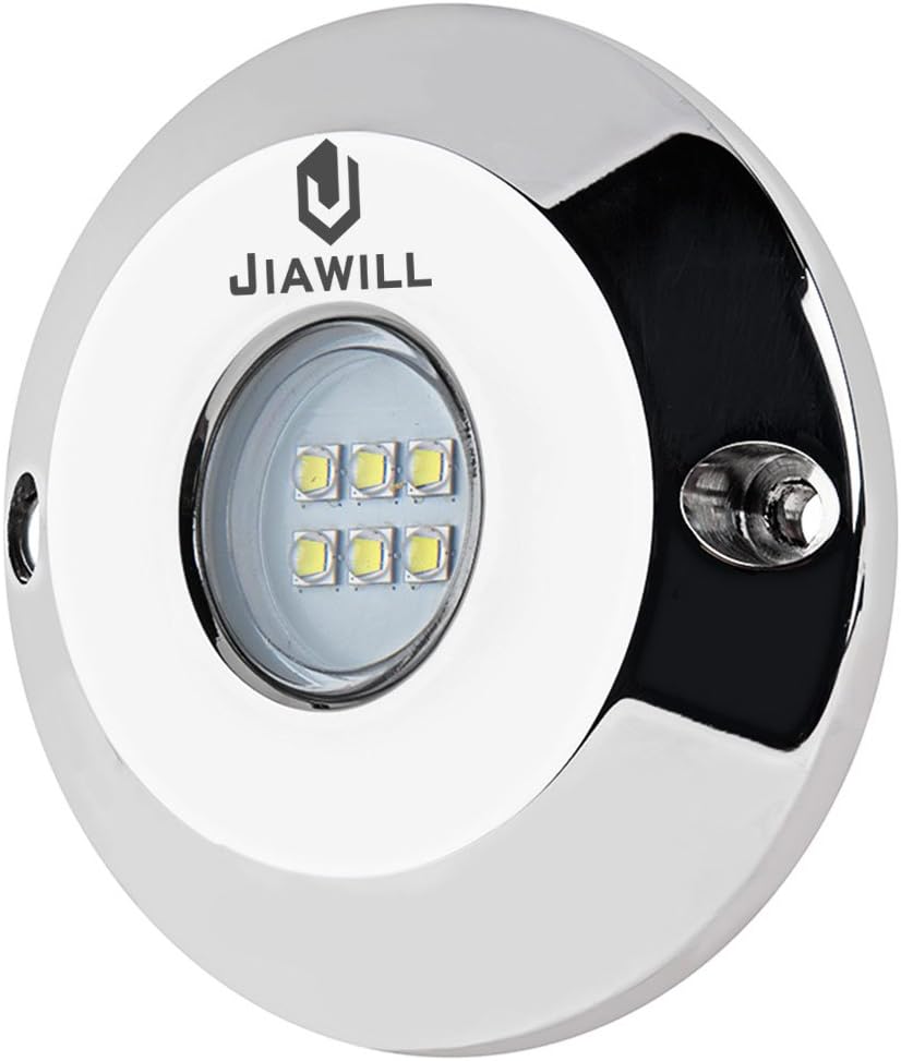 jiawill60W LED Surface Mount Underwater Boat Lights 316L Stainless Steel with Internal Driver and Overheat Protection 2853 Lumens (White)