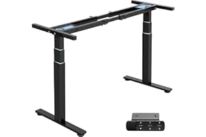 TOPSKY Dual Motor 3 Stage Electric Adjustable Standing Desk Frame Heavy Duty 300lb Load Capacity for Home Office (Black Frame