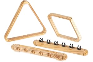 Empire USA Burlywood Pool Cue Rack Set with Triangle and Diamond Racks, 6 Stick Holders, Natural Pine