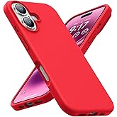 OuXul Designed for iPhone 16 Case,Shockproof Liquid Silicone Protective Phone Case with Soft Anti-Scratch Microfiber Lining Ultra Slim Drop Protection Phone Cover 6.1 inc (Red)