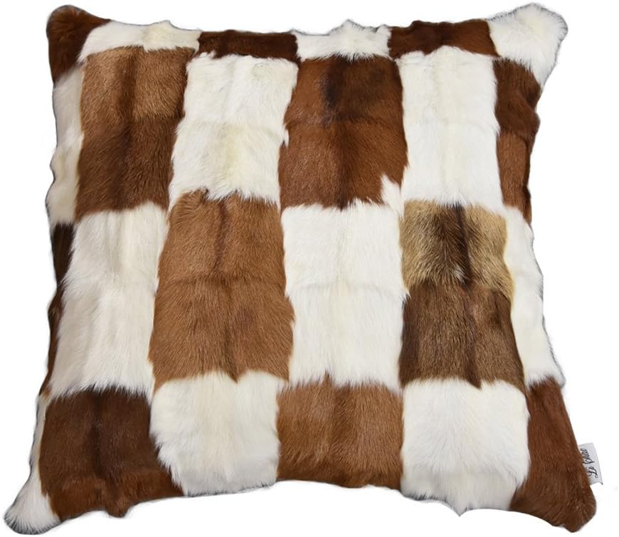 Lichao Handmade Spliced Wool Pillow Cover Luxurious Sheep Skin Cushion Cover Short Straight Fur Pillow Case Home Decorative Square Wool Throw Pillow Cover 18X18 Inch Bedroom Pillow Protector (Brown)
