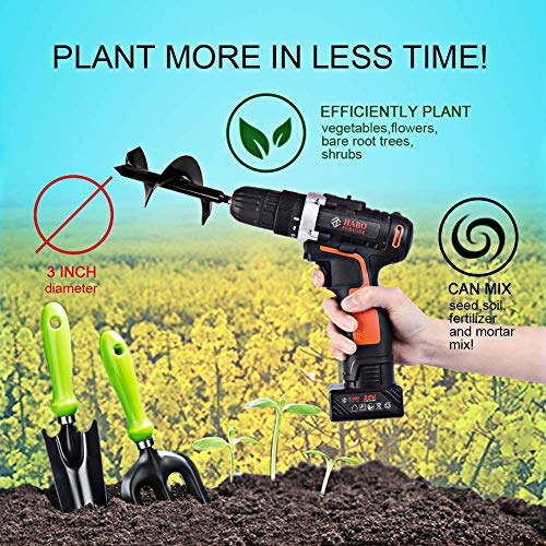 ERYTLLY Bulb Planter Garden Planter Drill Planter Tool Bulb Auger Drill 7.6cm x 44.5cm Bit Rust Proof Rapid Planter, Bulb Plant Auger, Umbrella Post Hole Digger for 5/8" Hex Drive Drill (3"x 17.5")