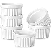 MALACASA Ramekins 4 oz Oven Safe, Porcelain Creme Brulee Ramekins Pudding Custard Cups Small Ceramic Souffle Dishes Ramakan R