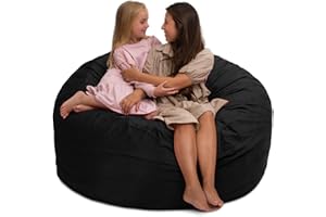 ULTIMATE SACK 5ft Bean Bag Chair, Oversize Bean Bag Chair for Adults, Comfy Chair Bean Bag Couch Lounge Sofa Loveseat Furniture | Black Suede