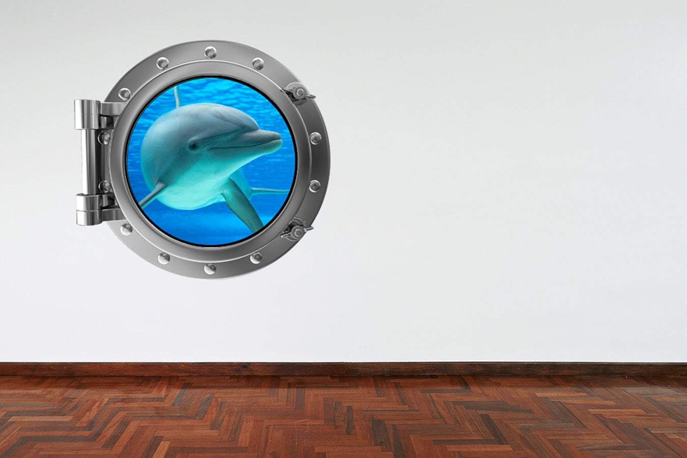 Full Colour Dolphin Porthole V2 Under Water Ocean Sea Boys GirlsBedroom Wall Sticker Decal Kids Bedroom Decoration