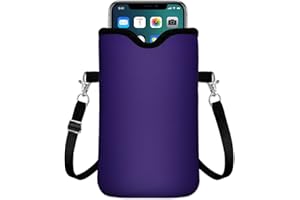 IRADA Neoprene Cell Phone Sleeve Pouch Case Bag with Crossbody Strap Neck Lanyard for Women Men 7.6 X 4.3 Inches-Navy Blue Shockproof Universal Phone Bag