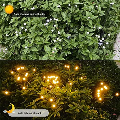 4 Pack Solar Garden Lights, Starburst Swaying Light, Solar Firefly Lights On a Stick Outdoor Waterproof, Sway by Wind, Solar Garden Decorative Lights Yard Patio Pathway Decoration, Warm White