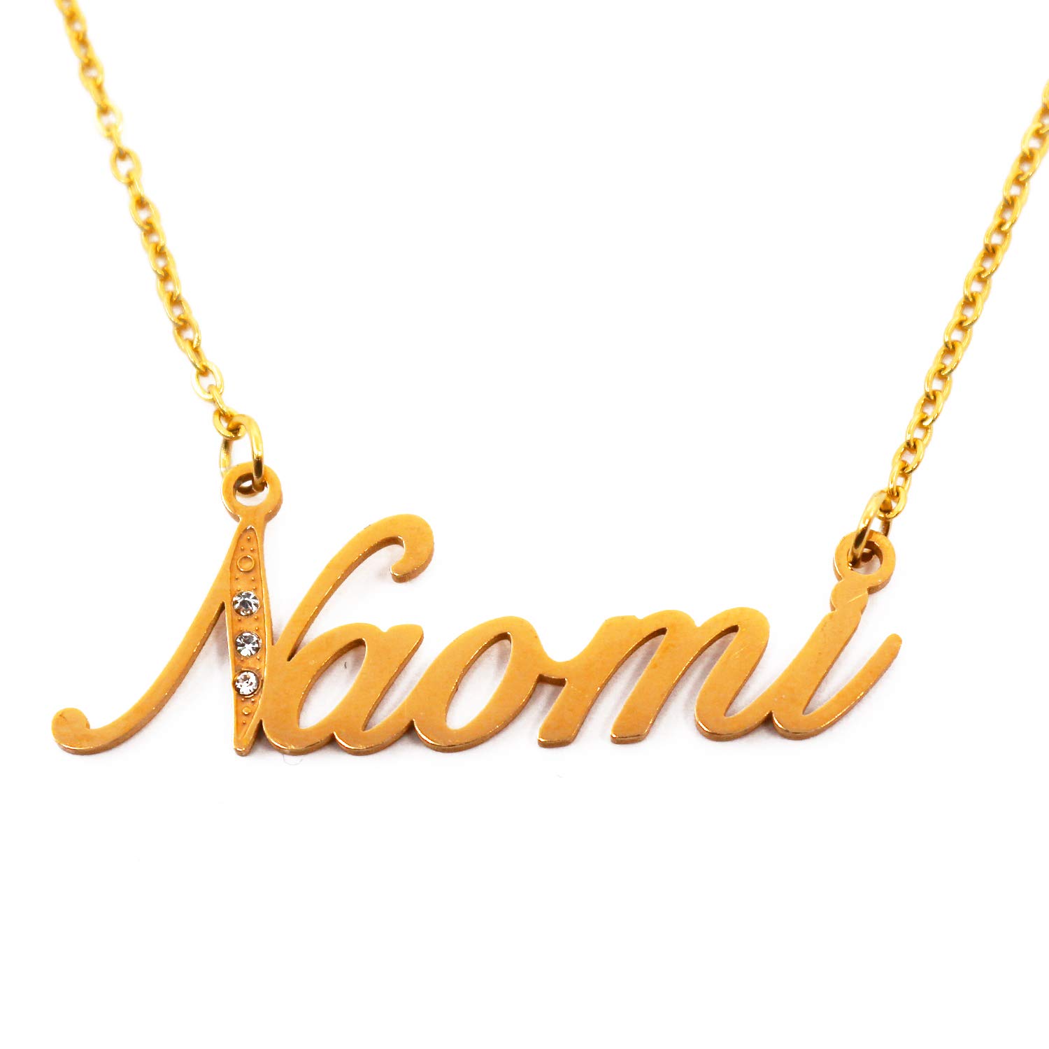 Naomi Name Necklace Personalised Gold Plated Custom Dainty Name Pendants, Jewellery for Ladies, Girlfriend, Mother, Sister, Friends