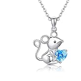 JERWLI Animals Gift 925 Sterling Silver Cute Dog/Mouse Necklace Jewelry Gifts For Women Dog Lover