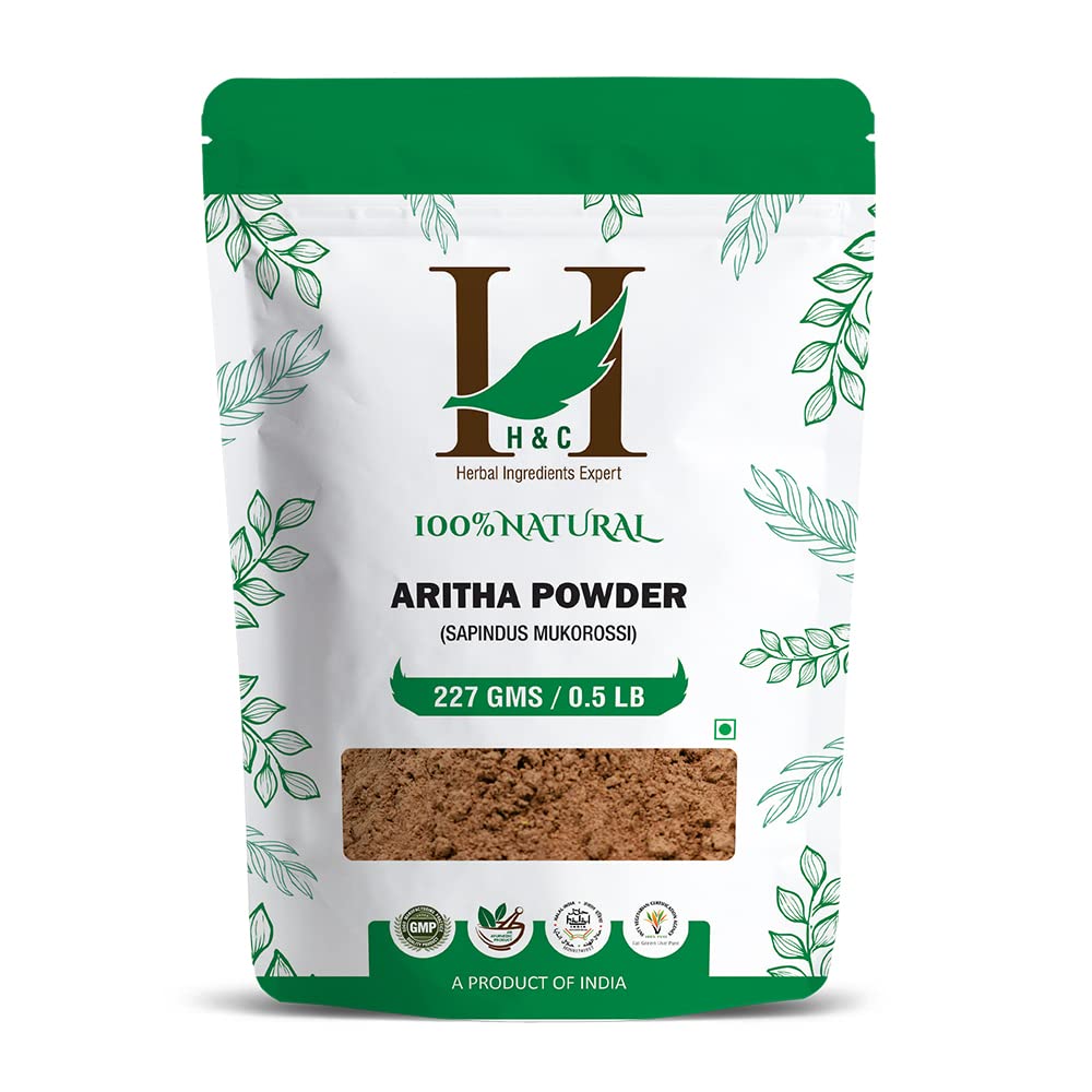 H&C Herbal Ingredients Expert 100% Natural Aritha/Reetha/Ritha/Soapnuts (Sapindus Mukorossi) Powder For Silky & Smooth Hairs