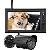 Outdoor Security Camera, Home Security Surveillance Camera, IR Night Vision, Motion Detection and Remote View with 4CH Surveillance Monitor System Display and TF Card