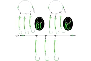 MAFIMOEA Pre-Rigged Deep Drop Fishing Rig(3 & 6 Hook Set) with Glow Beads & Spinner Blade, Size 6/0 & 8/0 Circle Hooks for Sn