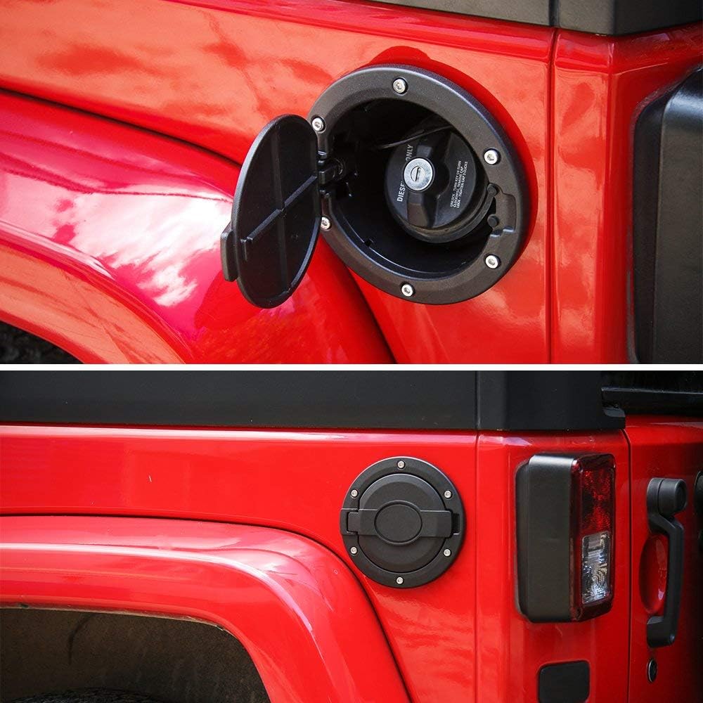 Black Stainless Steel Fuel Gas Cap Door Cover For 20072015 Jeep