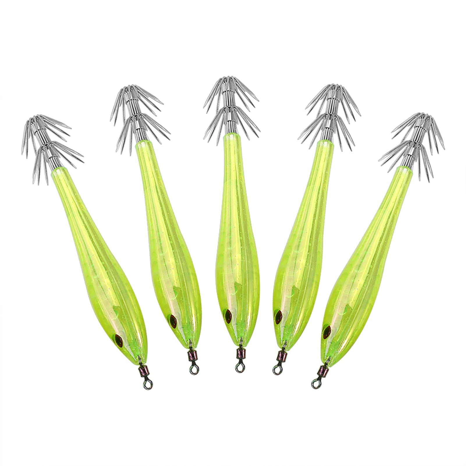 VGEBY 5Pcs 9.5cm Plastic Squid Lures Fishing Jigs Lures for Freshwater and Seawater Fishing Tackle (Color : Yellow)