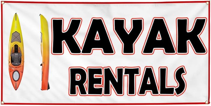 Amazon Com Vinyl Banner Sign Kayak Rentals White Black Yellow