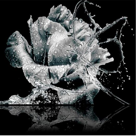 Amazon サイズの壁画壁紙3d水花水滴蝶黒と白のビンテージ花の背景をカスタマイズします 壁紙