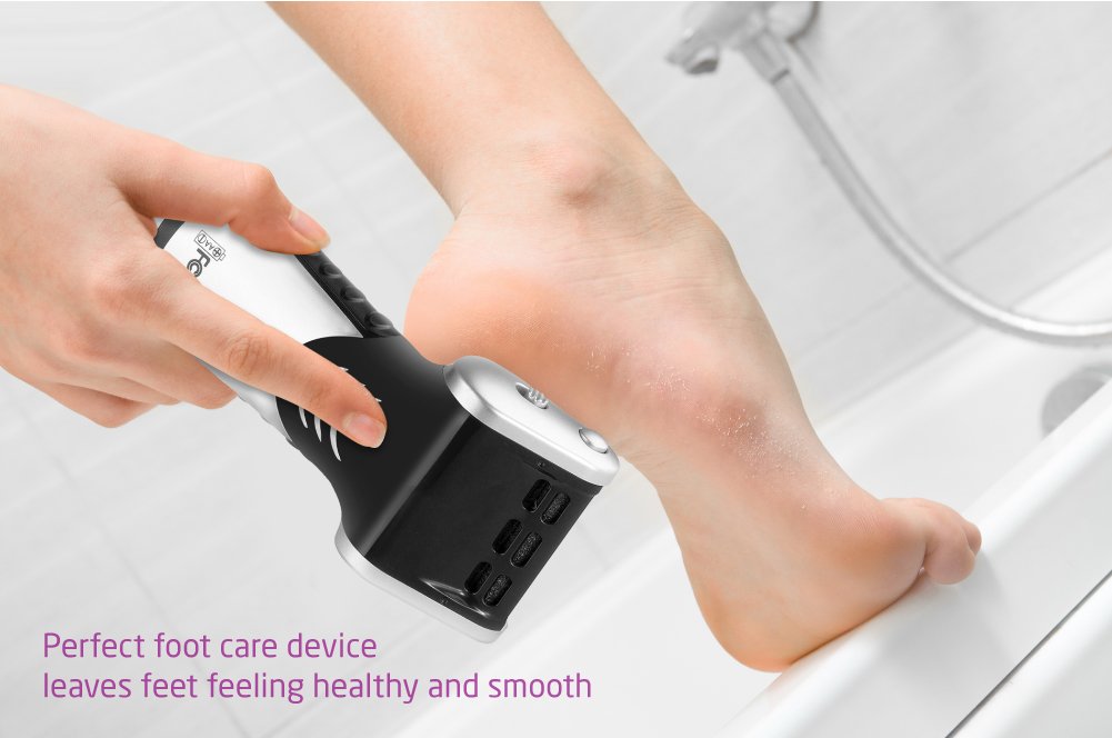 AVANTEK Elektrische Hornhautentferner zur Fußpflege, 100% Wasserfest, Pediküre Werkzeug inkl. 2 Schleifrollen