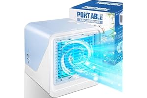 GOFOIT Portable Air Conditioner, Personal Mini Air Cooler with 3 Speeds 7 Colors, 3 IN 1 USB Evaporative Air Cooler Desktop Cooling Fan with Large Water Tank for Home Room Office