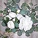 Supla 3 Pcs Faux Eucalyptus Leaves Spray Artificial Seeded Silver Dollar Eucalyptus Leaves Branches in Grey Green 25.5