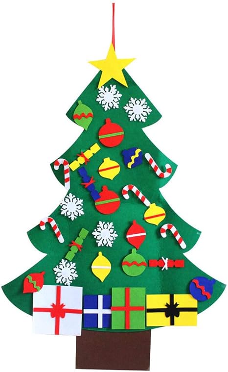 Regali Di Natale X Bambini.Amersasa Albero Di Natale In Feltro Con Decorazioni Per Regali Di Natale Per Bambini Amazon It Salute E Cura Della Persona