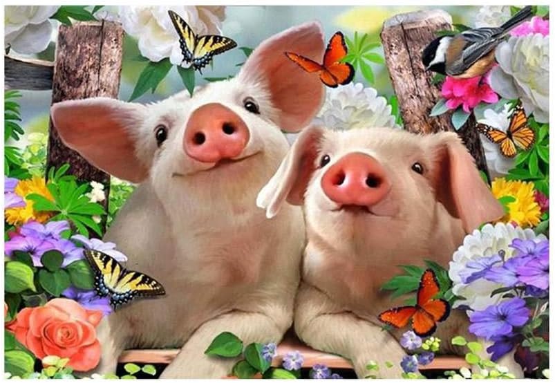 Bodbii 5D Cristal Tier Malerei DIY Paare Schweinevogel Pfau rund Strass