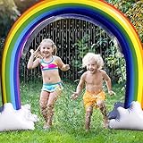 GoSlaz Inflatable Rainbow Sprinkler Toy - Kids Sprinklers for Outside - Fun Outdoor Water Play Sprinkler for Toddlers - Huge Colorful Back Yard Toddler Summer Toys - Easy to Set Up - Great Party Prop