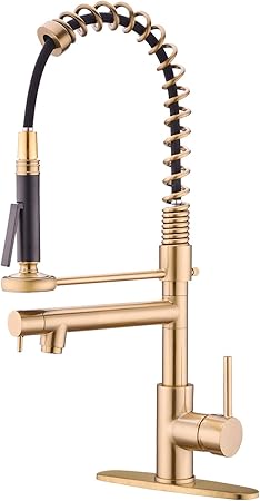 Spring Kitchen Faucet With Pull Down Sprayer Commercial 360 Degree
