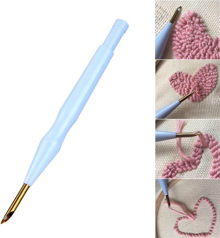 rijtus Adjustable Punch Needle Stitching Kit Rug Yarn Needle Embroidery Pen Felting Threader Needles
