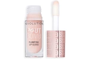 Revolution Beauty London, Pout Bomb Plumping Lip Gloss, High-Shine for Glossy, Fuller & Plump Lips with Hyaluronic Acid & Peptides, Vegan & Cruelty-Free, Sheer Milky Nude, 0.15 fl oz
