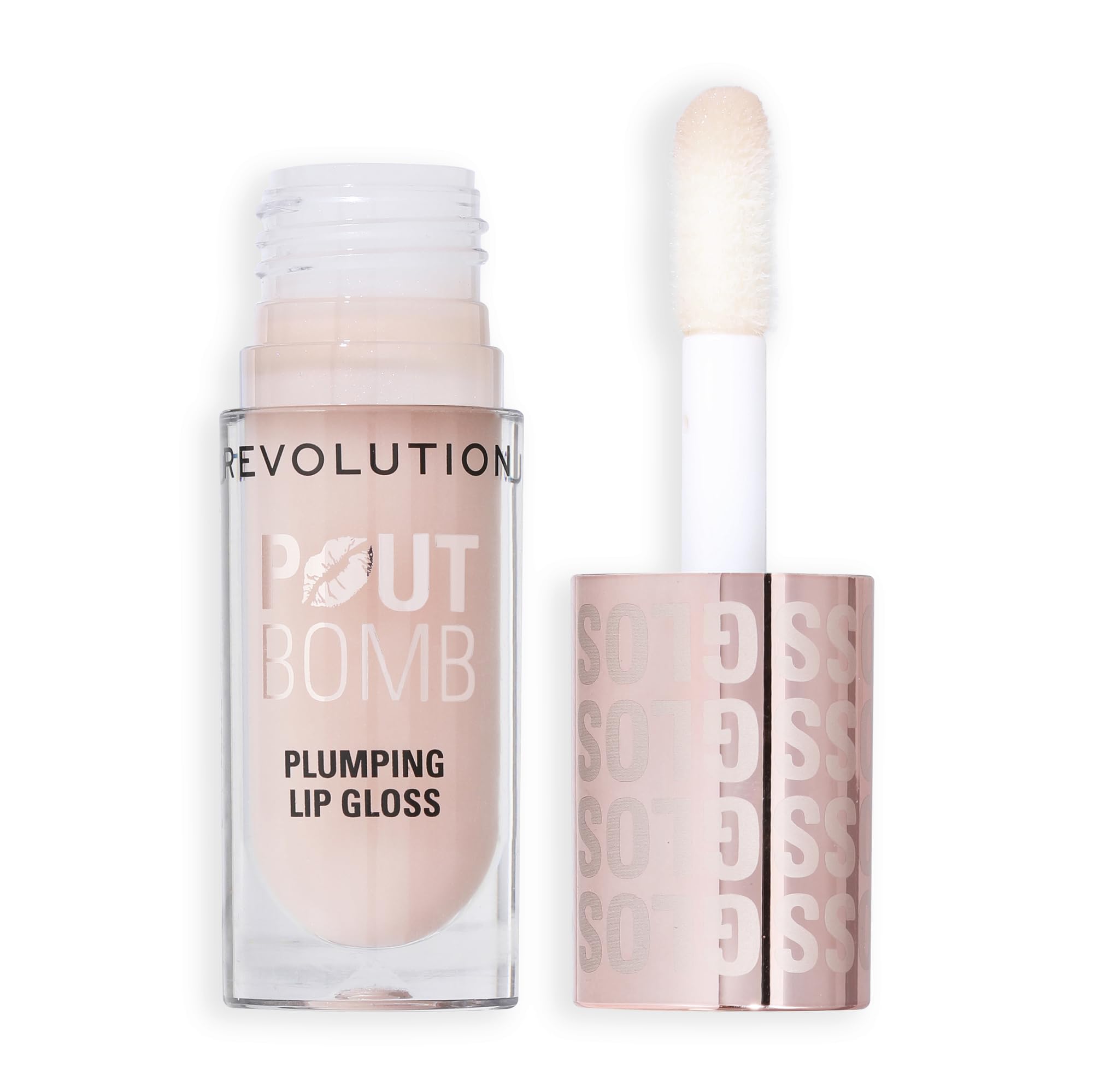 Photo 1 of Revolution Beauty London, Beauty, Pout Bomb Plumping Lip Gloss, High-Shine for Glossy, Fuller & Plump Lips with Hyaluronic Acid & Peptides, Vegan & Cruelty-Free, Sheer Milky Nude, 0.15 Fl Oz