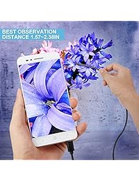 Endoscopio USB Pancellent 2 en 1 Cámara boroscopio Inspección de 0.22 pulgadas impermeable con 6 LED y el dispositivo de 11.5 pies Cable de serpiente USB adaptador para teléfono y tableta Android