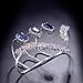 dnswez Blue Rhinestone CZ Cubic Zirconia Adjustable Multiple Finger Ring Palm Cuff Handlet for Women Silver Tone