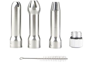 Whipped Cream Dispenser Replacement Nozzle, Stainless Steel Nozzle, Nozzle Set, for Buttercream Dispenser, Set of 3 Nozzles, 