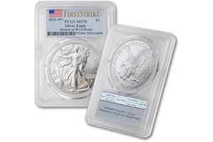 MINT STATE GOLD 2025 (W) 1 oz American Silver Eagle Coin MS-70 (First Strike - Struck at West Point - Flag Label) $1 PCGS MS70