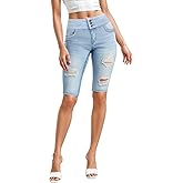 Hybrid & Company Womens Perfectly Shaping Hyper Stretch Bermuda Shorts Capri