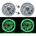 Octane Lighting 7" Halogen H4 12V Headlight Headlamp Green Led Halo Angel Eyes Light Bulbs Pair