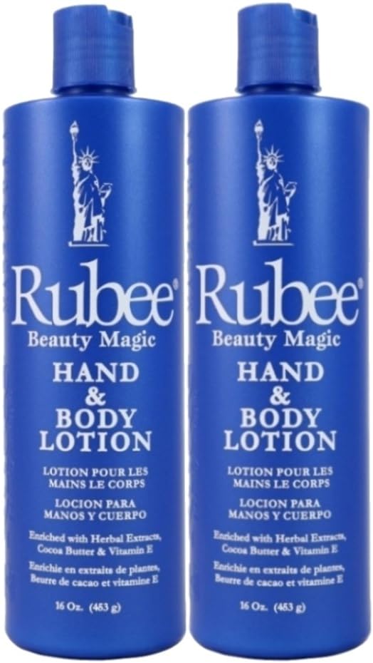 Rubee Hand & Body Lotion 16oz (2 Pack) by R&R Cosmetcis, LLC, Blue, 473 ml (Pack of 2)