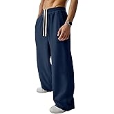 JMIERR Mens Baggy Loose Fit Raw Hem Sweatpants Casual Drawstring Pants Y2K Wide Leg Stretchy Pants with Pockets